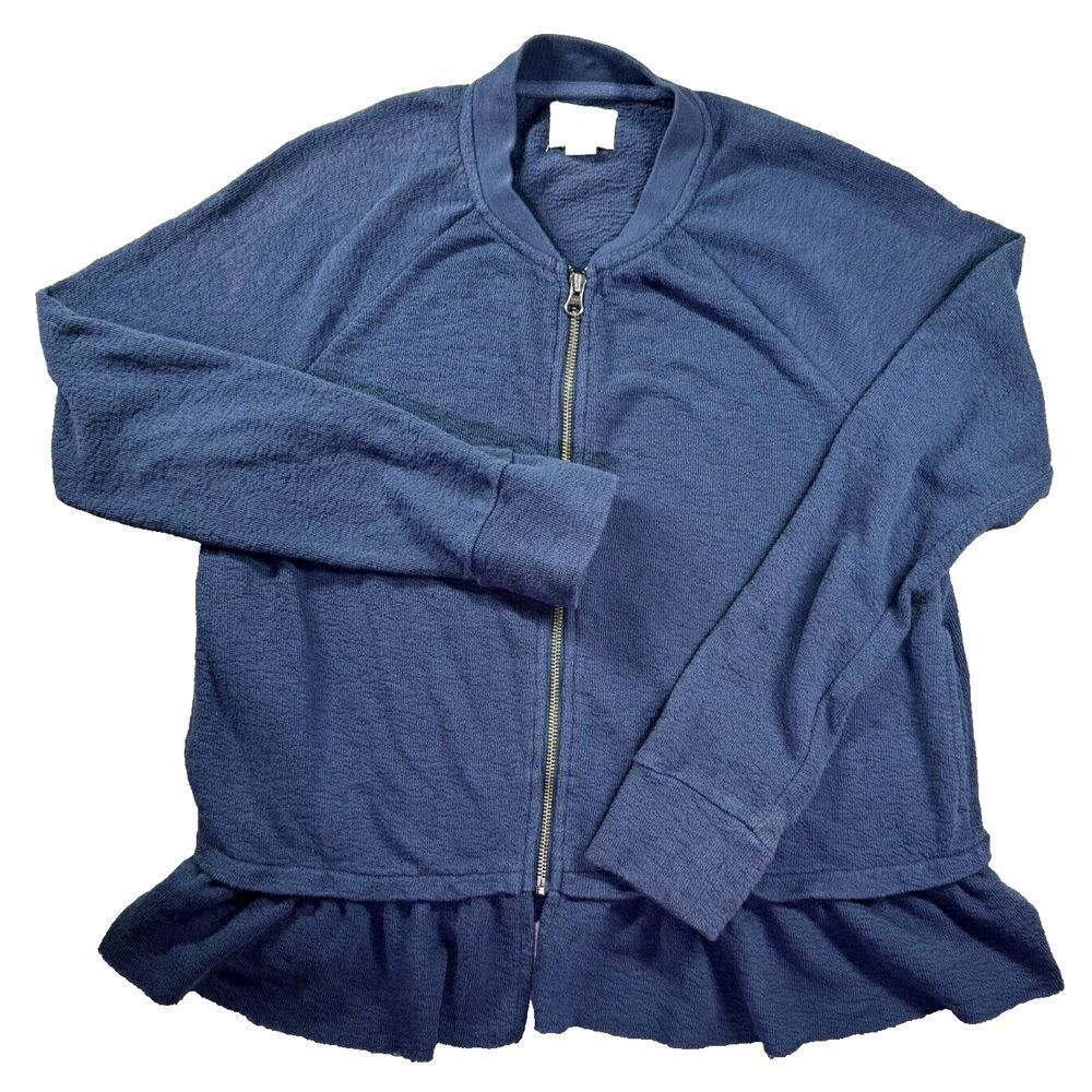 Caslon Sweatshirt Womens Medium Full Zip Cozy Cottage Ruffle Fairy Boxy Y2K Pock